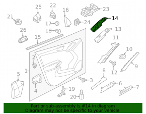 Ornament control ridicare geam stânga față pentru VW Tiguan 09-17, negru