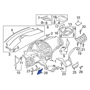 Накладка подторпедная левая Ford Escape MK3 13-19 серая