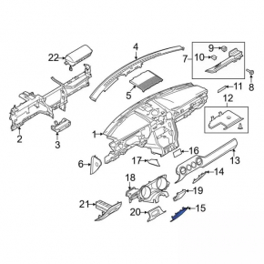 Накладка передней панели центральная левая Ford Mustang mk6 15-23 черная