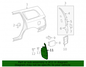 Брызговик задний левый Toyota Sequoia 08-16