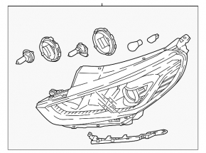 Far față dreapta nefolosit Hyundai Sonata 18-19 halogen cu suport, inserție albă