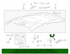 Ручка потолка задняя левая Ford Fusion mk5 13-16 серая