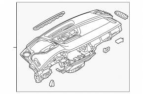 Торпедо передняя панель без AIRBAG Audi Q7 16-19 без проекции, кожа черн
