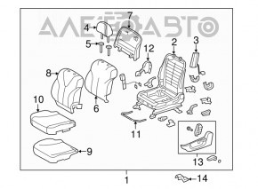 Водительское сидение Toyota Camry v40 07-11 без airbag, кожа беж