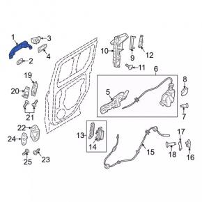 Ручка двери внешняя задняя левая Ford Transit Connect MK2 13-23