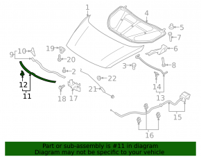 Уплотнитель капота центральный Mazda CX-9 16-23