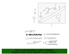 Эмблема надпись SUBARU двери багажника Subaru Impreza WRX GH 08-11 5d