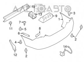 Крепление заднего бампера внешнее правое Nissan Versa 12-19 usa