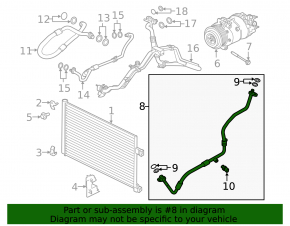 Conductă de încălzire-condensator aer condiționat Land Rover Range Rover Velar 18-20 2.0T, 3.0T, 5.0T