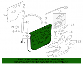 Garnitura portiera fata dreapta Audi Q7 16-19 negru, jos piele neagra, cotiera piele maro, inserare Alcantara neagra, Bose, sub perdea cu maner si suprapunere neagra lucioasa, lovituri,