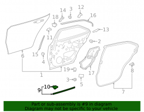 Уплотнитель двери задней левой нижний Toyota Camry v70 18-24