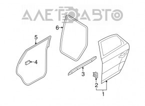 Ansamblu ușă spate dreapta pentru Audi Q5 8R 09-17 fără cheie, negru LY9T, mâner cromat, bare de protecție