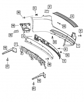 Кронштейн заднего бампера центральный Dodge Grand Caravan 11-20