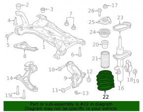 Пружина передняя левая Ford Focus mk3 11-18 тип 1 жесткость зелен