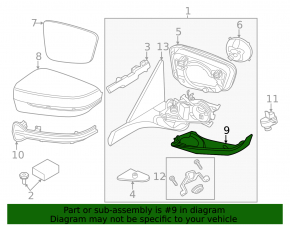 Capac oglindă retrovizoare dreapta pentru BMW 5 G30 17-23, partea inferioară, Shadow-Line fără cameră