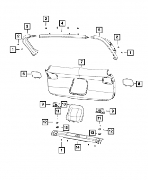 Обшивка двери багажника Jeep Cherokee KL 14-18 черная