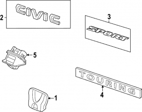 Emblemă Honda pentru hayonul modelului Honda Civic XI FE/FL 22-26 5d