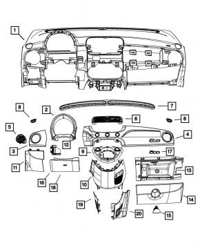 Торпедо передняя панель без AIRBAG Fiat 500 12-15