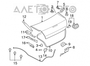 Крышка багажника Mitsubishi Galant 04-08 серебро тычки