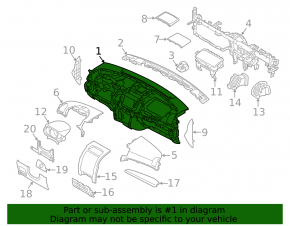 Торпедо передняя панель без AIRBAG Kia Sorento 11-13 дорест