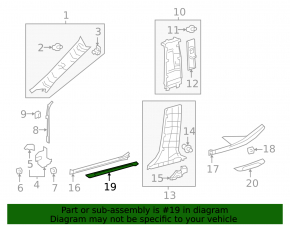 Prag exterior față stânga negru pentru Lexus ES250 ES300h ES350 19-26