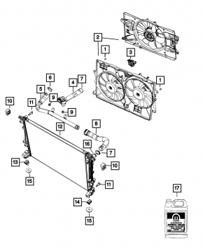 Патрубок охлаждения нижний Jeep Cherokee KL 14-22 3.2