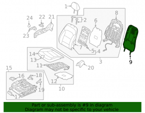 Ornamente scaun spate Hyundai Ioniq 17-22 negru