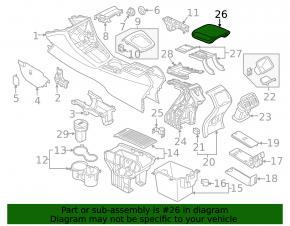 Консоль центральная подлокотник и подстаканник Audi Q3 8U 15-18 кожа, черная с серым подлокотником