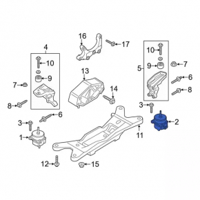 Подушка двигателя левая Ford Mustang mk6 15-21 2.3T