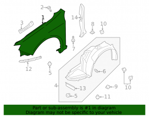 Крыло переднее левое Subaru Impreza WRX GH 08-11