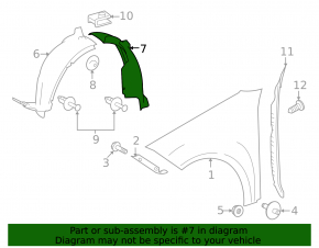 Подкрылок передний правый задняя часть Mercedes GLK-class X204 10-15