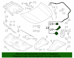 Трос открытия замка капота Subaru Outback 20-23 с ручкой