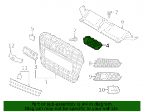 Bază emblemă grilă radiator Audi A6 C7 16-18 fără vedere nocturnă