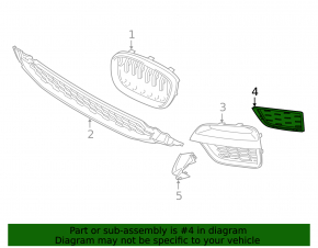 Ornament grilă inferioară bară față, stânga, BMW X3 G01 18-21, interior, M Sport