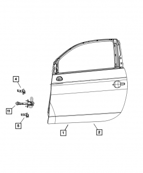 Дверь в сборе передняя левая Fiat 500 12-19