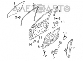 Уплотнитель стекла передний левый Mazda CX-7 06-12