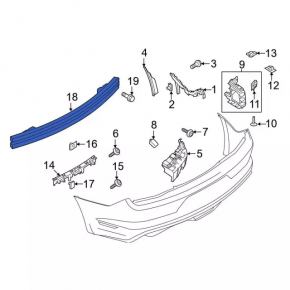 Усилитель заднего бампера Ford Mustang mk6 15-23 2.3, 3.7