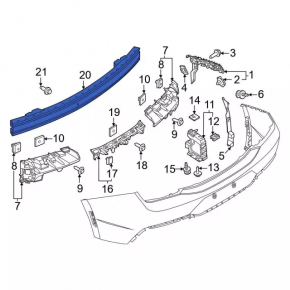 Усилитель заднего бампера Ford Mustang mk6 15-23 2.3, 3.7