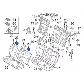 Подголовник 2 ряда левый Ford Fusion mk5 17-19 ткань, черный