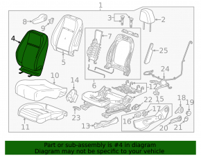 Водительское сидение Chevrolet Trax 17-20 без airbag, электро+механич, ткань черная