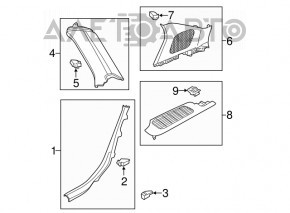 Ornament montant dreapta spate în spatele geamului, Audi Q5 80A 18-24, gri
