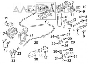 Петля двери нижняя передняя правая Audi A5 F5 18-25 2 части