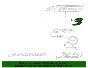 Эмблема 3 двери багажника Mazda3 MPS 09-13