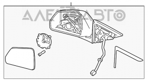 Зеркало боковое правое в сборе Cadillac CTS 08-12 9 пинов, оранжевое, дефект крепления