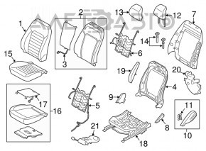 Водительское сидение Ford Fusion mk5 13-16 без airbag, кожа беж