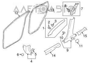 Ornament stâlp față dreapta sus pentru Nissan Rogue Sport 17-22, gri, zgârieturi