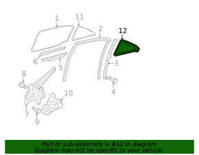 Уплотнитель стекла треугольник задний правый Toyota Camry v40