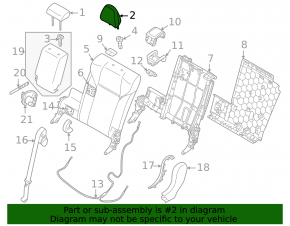 Подголовник 2 ряда левый Mitsubishi Outlander 22-26 кожа черная серая строчка