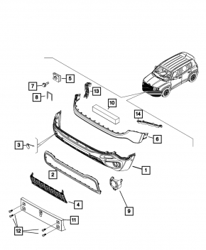 Площадка номерного знака передняя Jeep Renegade 15-23 Trailhawk