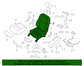 Водительское сидение Nissan Maxima A36 16-18 без airbag, кожа черн